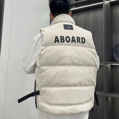 白色羽绒马甲男士冬季潮牌痞帅工装立领加厚保暖宽松休闲坎肩外套