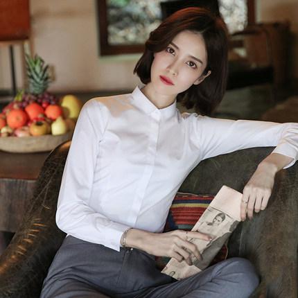 欧洲站白色衬衫女设计感小众职业装长袖秋冬季修身正装气质上衣
