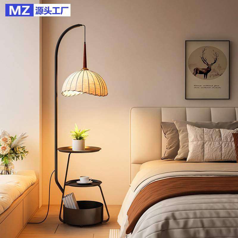 中古风置物架落地灯客厅卧室沙发边茶几美式复古氛围床头柜灯一体,3C数码配件,USB灯,淘宝优惠券,粉丝福利购,淘宝优惠卷