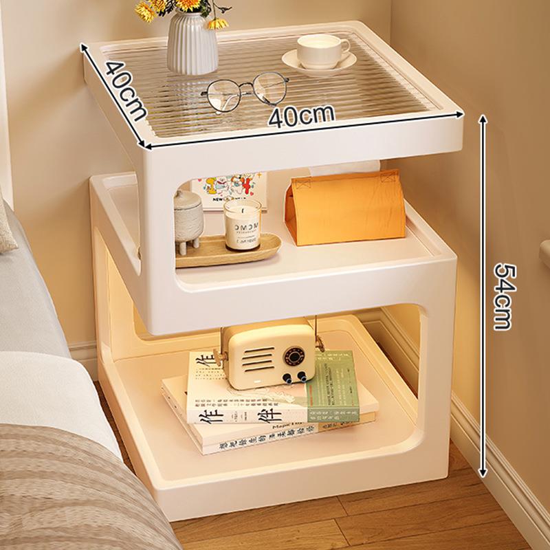 实木床头柜创意小户型客厅沙发边几奶油风家用卧室床头置物架边柜