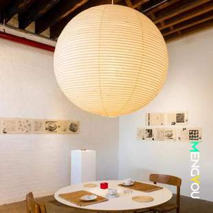 日式侘寂风野口勇吊灯宣纸圆球灯笼中古复古茶室客厅餐厅卧室纸灯
