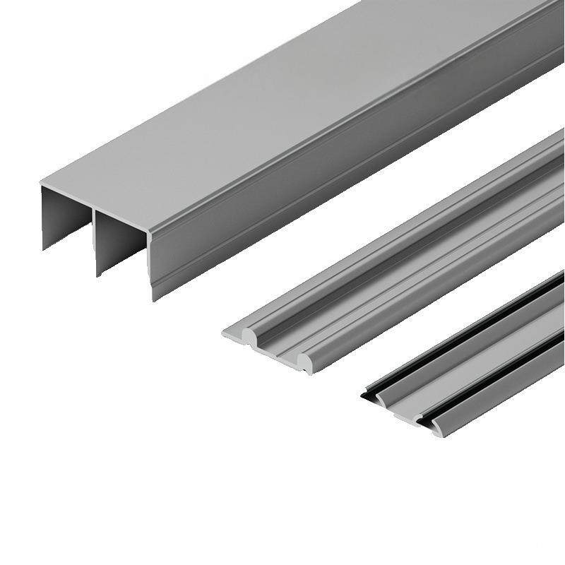 新款衣柜移门轨道免开槽滑轨18板材双轨道滑轮滑槽家居推拉门滑轨