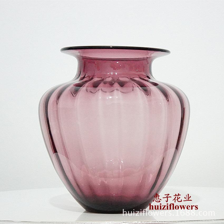 水培花插欧式彩色浮雕水纹玻璃花器花瓶工艺品厂家34985仿真