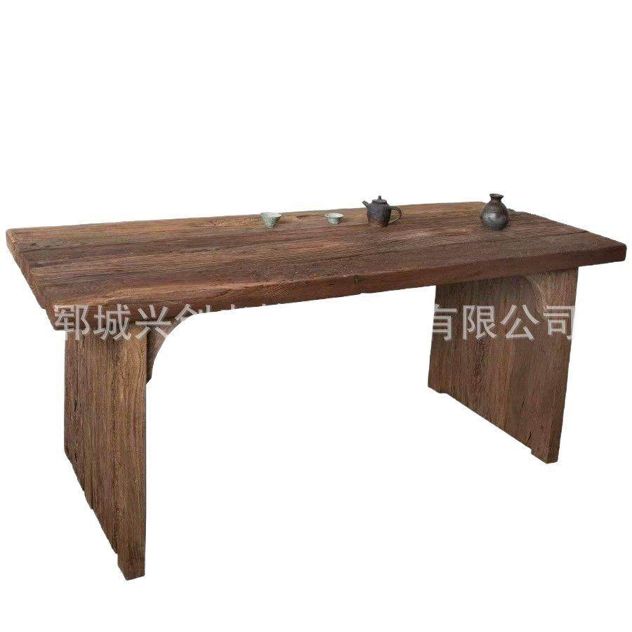 侘寂风原木餐桌复古民宿客厅茶台实木长桌整板办公会议桌办公茶台