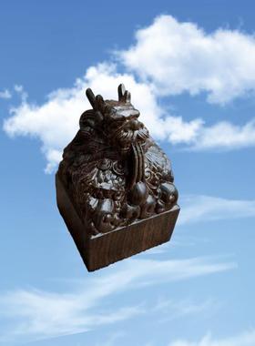 道印章黑檀木龙头印五路财神印木质雕刻道家印章用品