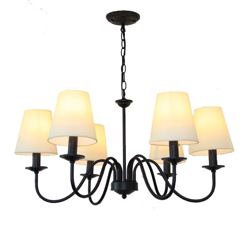 美乡村铁艺吊灯客厅式LED厅卧室房间灯现式代简约餐欧吊灯具