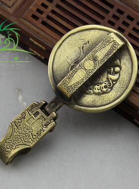 仿古古玩黄铜纯铜麒麟皮带扣钥匙扣挂饰男款腰挂