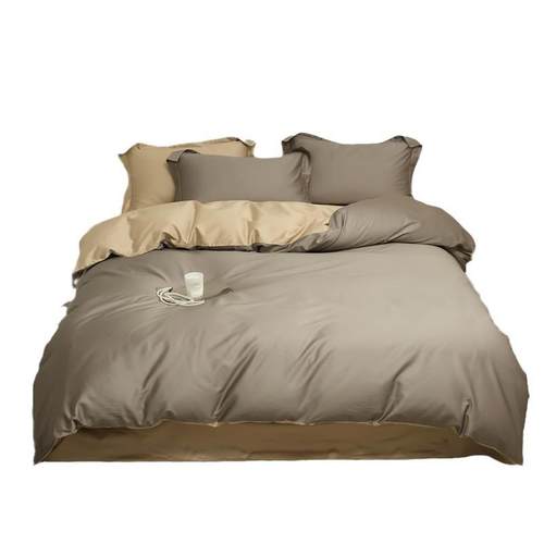 简约素色100支匹马棉纯色四件套纯棉全棉酒店被套轻奢裸睡1.8床品