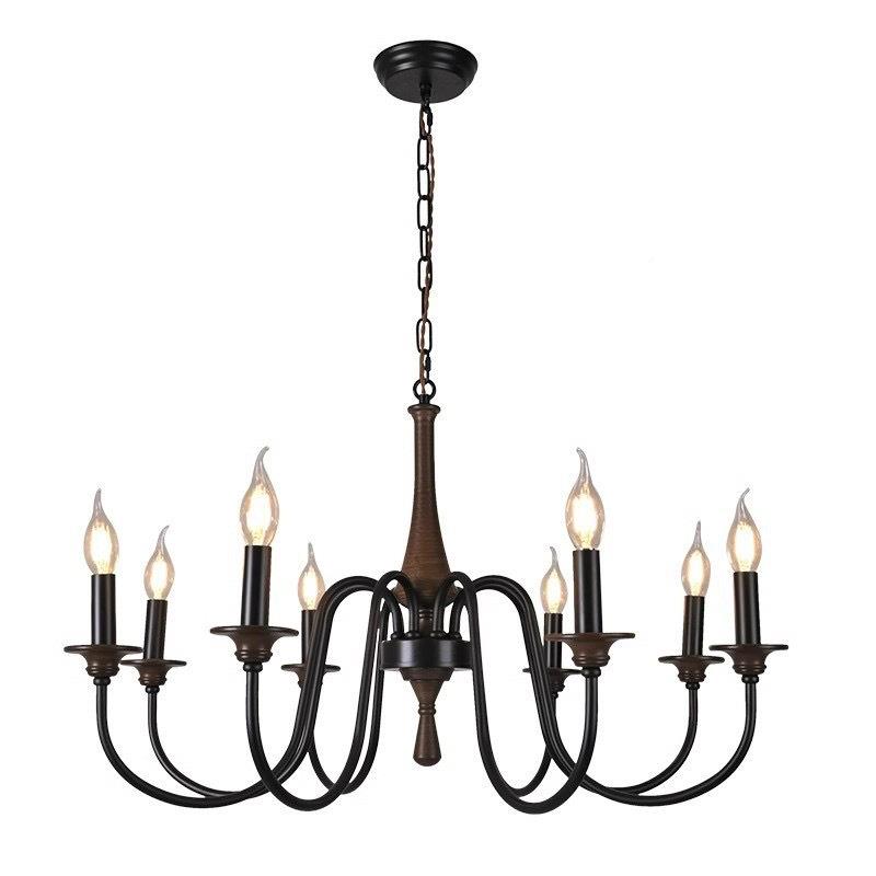 700美式客厅卧室餐厅复灯法式乡村民宿实木高新款级感烛灯具古蜡