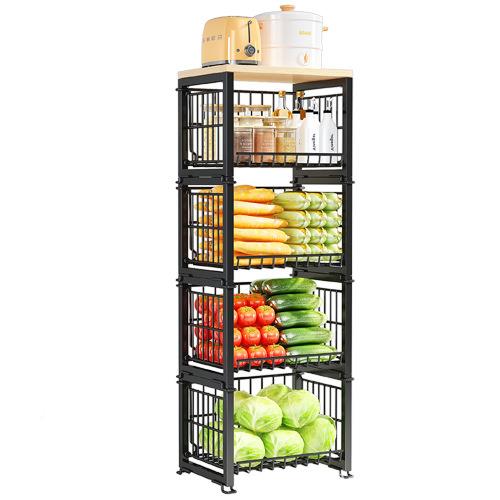 厨房菜篮置可架物架落地多层家用水果子蔬菜储ZWJ-6871物架折叠锅