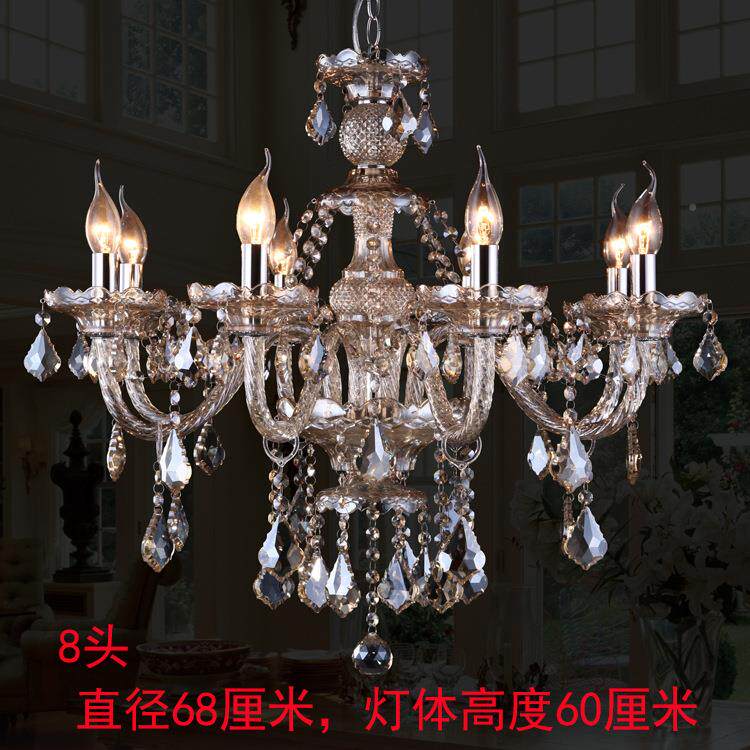 干邑色双层欧水晶吊灯复式烛大别墅楼梯式蜡灯酒店工程灯大吊灯