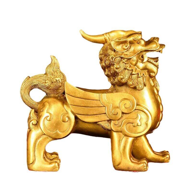 铜貔貅摆件一对纯黄铜貔恘皮丘家居客厅店铺公室大号貔犰开业礼