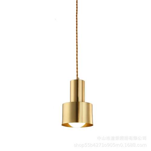 北欧现代简约金色单头吊灯客厅床头灯卧室玄关餐厅个性创意吧台灯