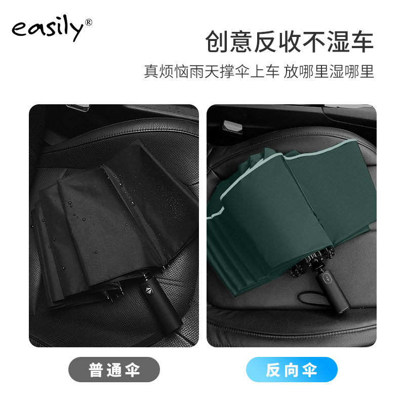 easily全自动双人反向雨伞折叠加大伞面抗风晴雨两用汽车伞防回弹