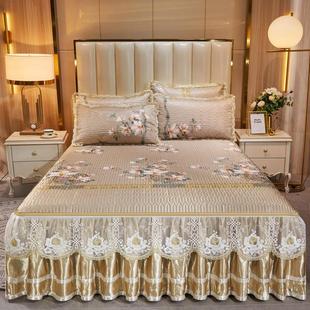 夏季 加厚折叠空调软席子 冰丝凉席三件套可机洗可水洗冰丝席床裙款