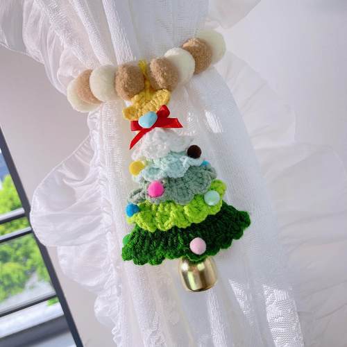 可爱圣诞树装饰窗帘绑带儿童房卧室可爱卡通窗帘扣纱帘束带绑绳子