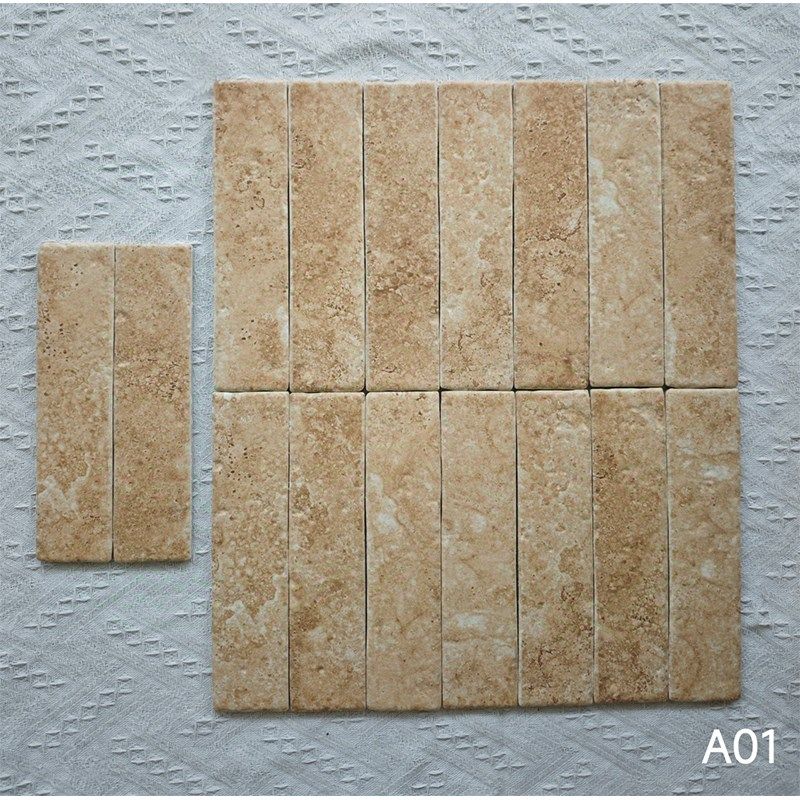 手工砖60X250莱姆石瓷砖文化石复古长条小砖吧台餐厅厨房酒吧墙砖