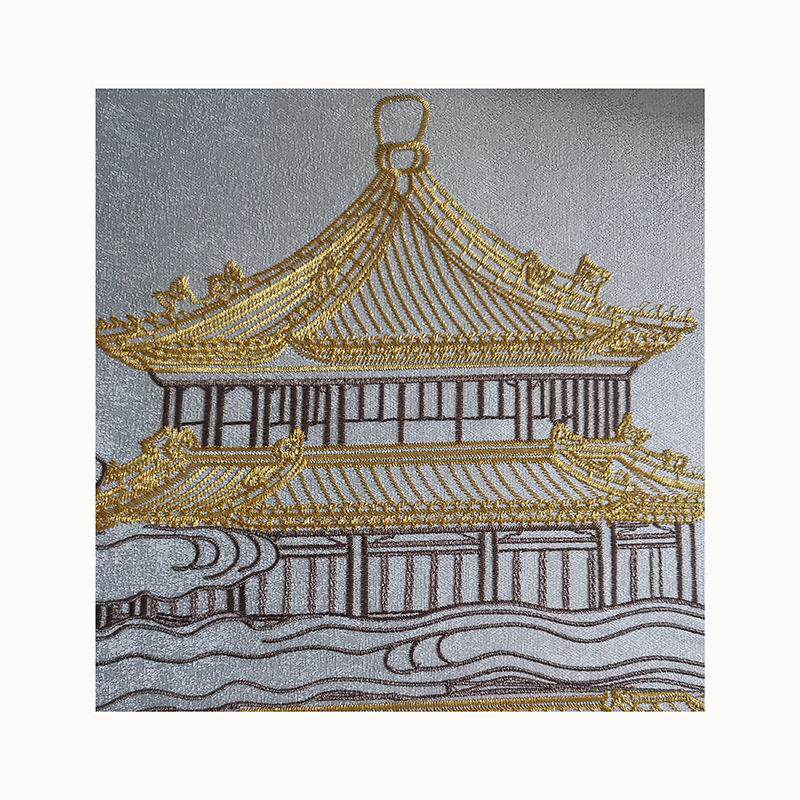 新中式山水背景墙壁画硬包客厅沙发影视墙布酒店宴会厅刺绣背景墙