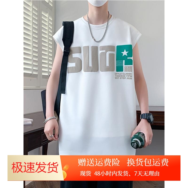 夏季薄款袖t恤男初中学生坎肩背心青少年帅气大童夏装运动上衣