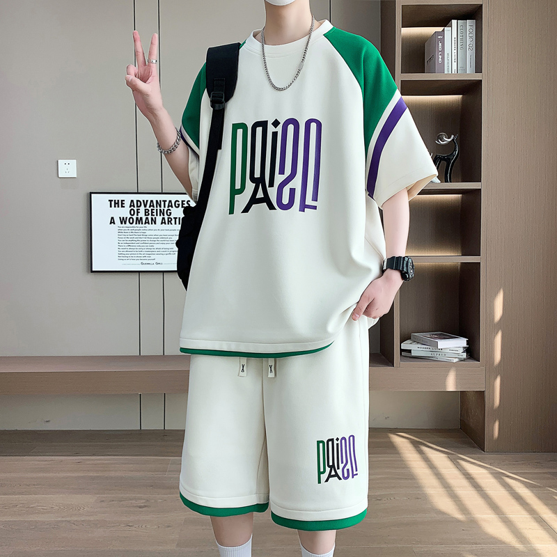 青少年短袖t恤男12-15岁初高中学生男孩衣服13胖大童夏季运动套装