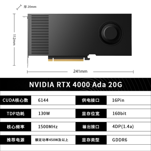 英伟达 RTX 4000Ada SFF 20G专业图形显卡全新现货
