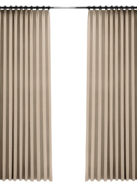 奶茶色窗帘卧室2021年新款客厅遮光奶油色飘窗挂钩款2022日式hl