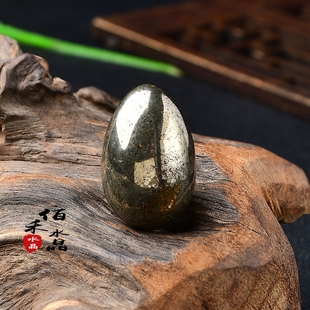 秘鲁天然黄铜矿鸡蛋摆件铜矿原石矿石标本蛋形把玩手把件孩子玩耍