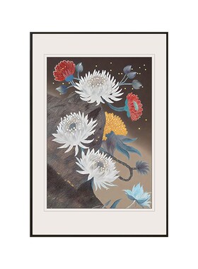 好货牡丹花高端玄关装饰画花开富贵走廊过道挂画新中式客厅背景墙