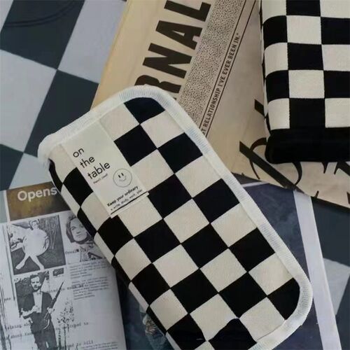 极速Large Capacity Pencil Case Simple Checkerboard Lattice