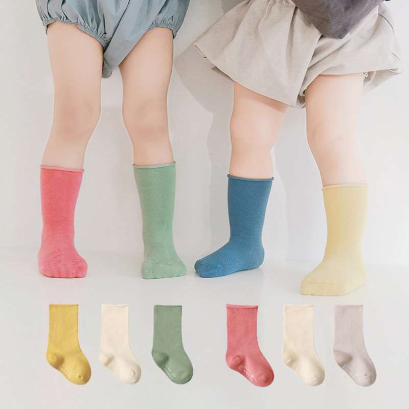 宝宝袜子春秋季纯棉无骨新生儿男女童儿童秋冬款松口婴儿中长筒袜
