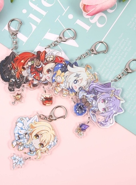 Anime Keychain Genshin Impact keqing Venti Diluc Klee Hung K