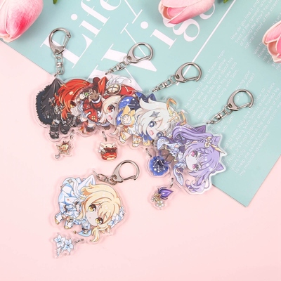 Anime Keychain Genshin Impact keqing Venti Diluc Klee Hung K