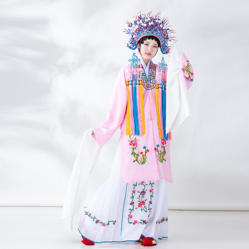 戏服装女花旦京剧古装越剧演出衣服头饰戏曲水袖服装戏剧戏服粉色