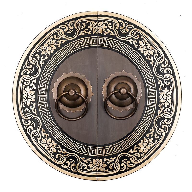 仿古大门纯铜门把手中式门环复古圆形拉环老式门玻璃门栓锁扣配件