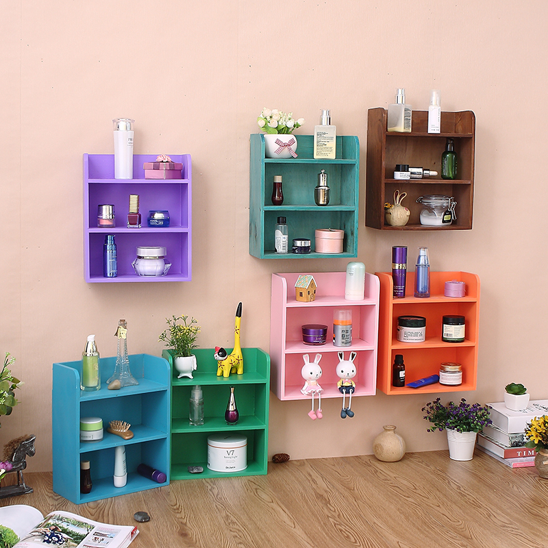 美式乡村彩色收纳柜店铺化妆品墙上装饰品壁挂置物架墙饰壁饰吊饰
