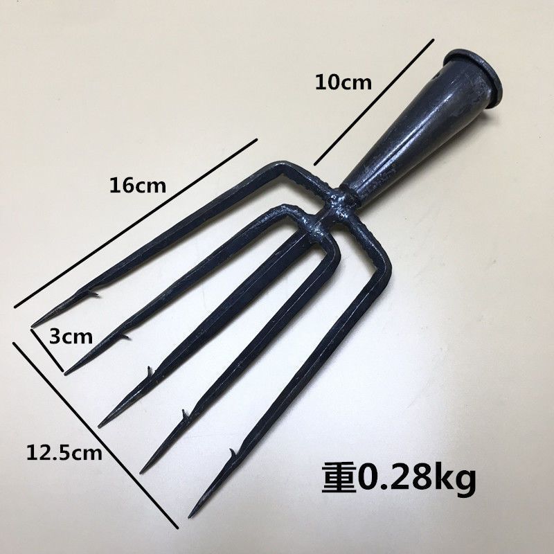 多功能锻捕鱼叉四齿实心老式铁手工大倒刺鱼叉头叉鱼插鱼叉子.