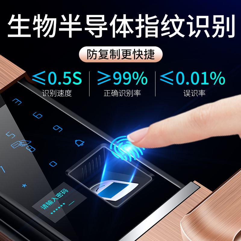 。原秘别墅大门指纹锁双门密码锁欧式铜门电子锁家用防盗门智能