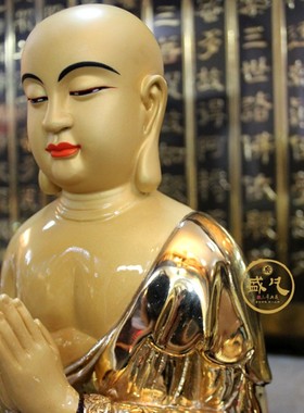 台湾纯铜鎏金佛像护法阿难迦叶尊者佛祖左右协侍释迦摩尼佛弟子