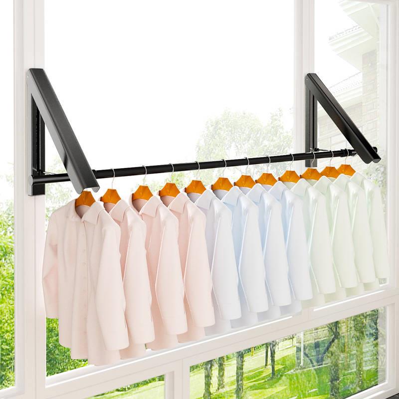 隐形晾衣架阳台家用化妆室折叠晾衣伸缩免打孔飘窗室外晒被子神器