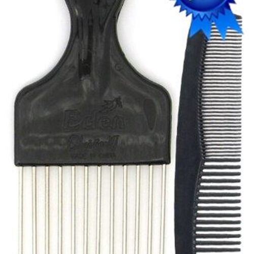极速现货Afro Hair Pick Fist and Comb Set Metal African Amer