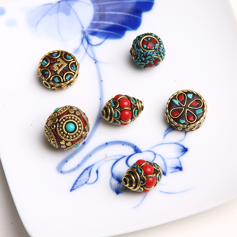 尼泊尔散珠 复古手工铜珠 星月菩提佛珠手链配珠配件隔珠顶珠腰珠