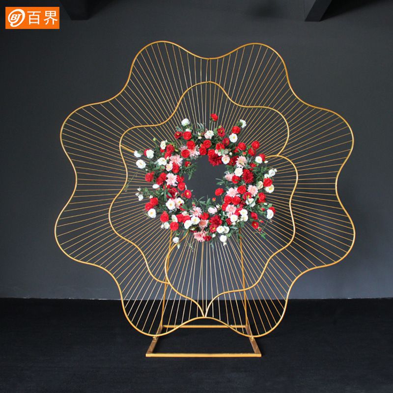 铁艺舞台背景千丝万缕摆件婚礼布置用品户外装饰发光圆圈摆件