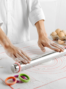 Stainless steel silicone ring adjustable rolling pin variab
