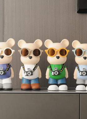 暴力熊存钱罐卡通创意现代客厅网红装饰品简约家居电视柜陶瓷摆件