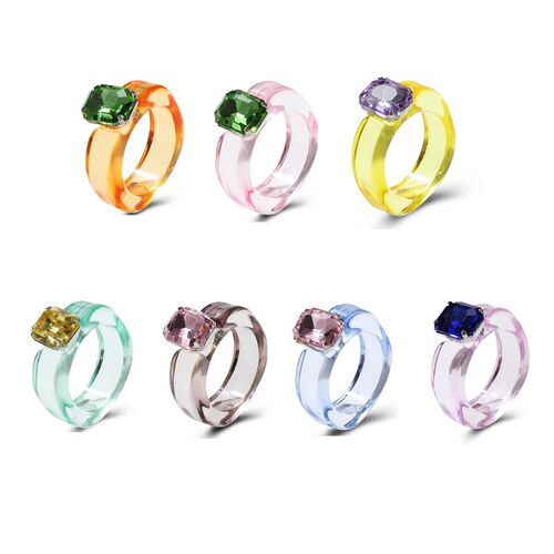 好货Jelly diamond ring finger rings women 果冻色钻石戒指彩色