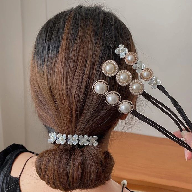 Vintage Shell Pearl Hairpin Bun Hairstyle Hair Stick Women E
