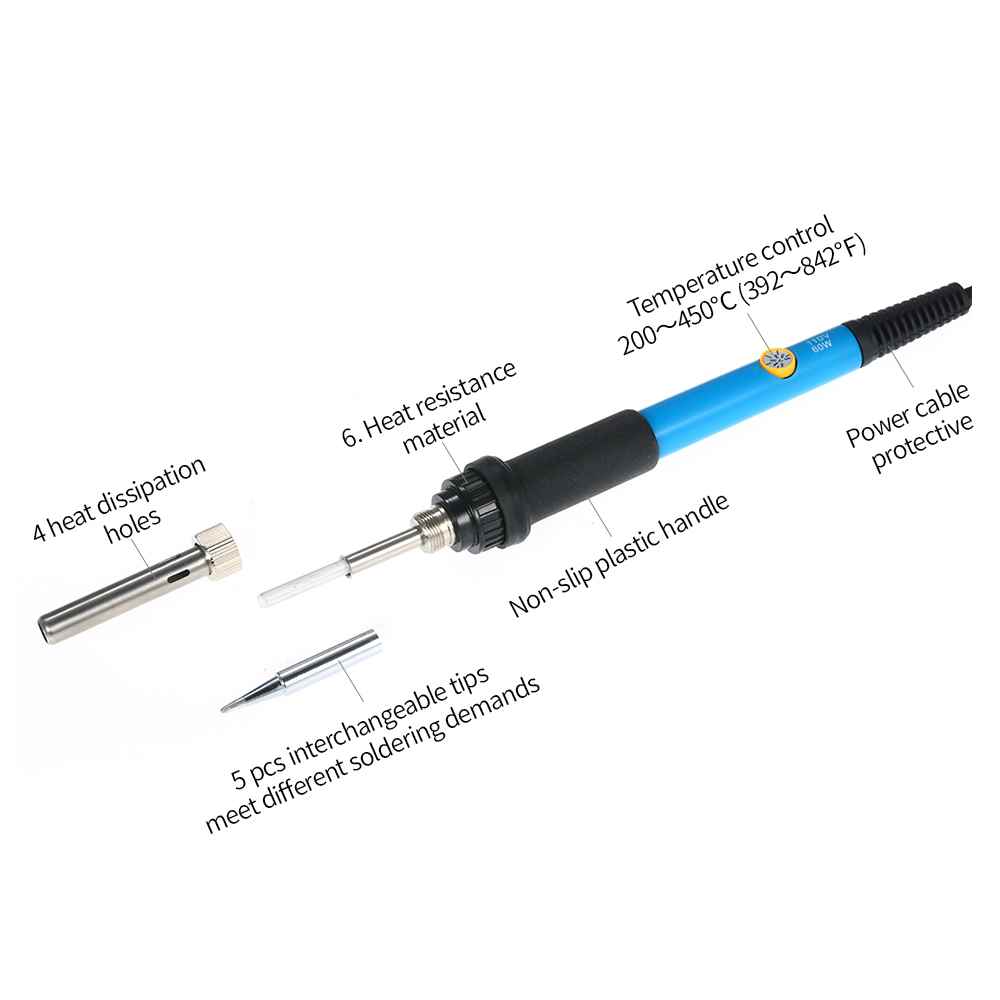 .Professional 60W Electric Soldering Iron Kit Adjustable Tem
