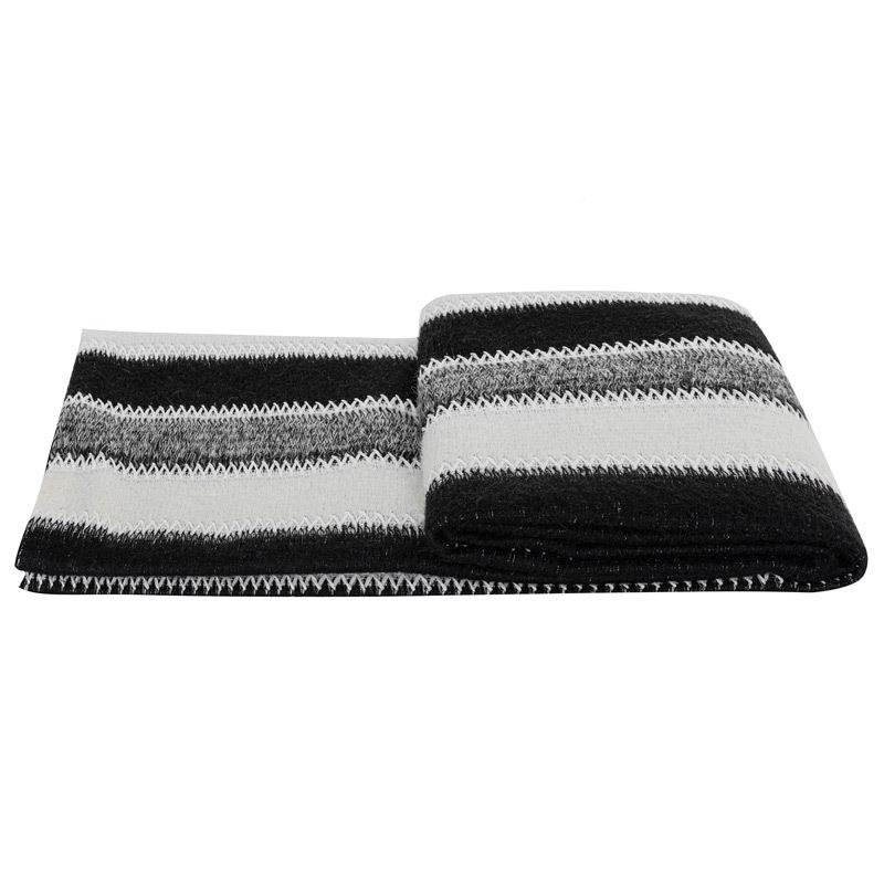 现代简VBD品约黑白条纹床旗床轻奢样板房民宿床棉麻卧室巾软装设