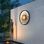 外墙庭院玄关影壁防水新装 饰圆形灯 饰灯外壁背景墙壁灯壁灯形影装