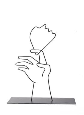 现代简约客厅黑色金属线条摆件家居样板间书柜创意抽象装饰品装饰